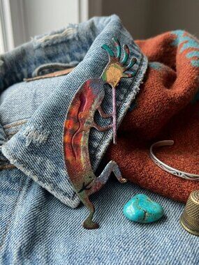 Vintage Signed Kokopelli Pin Brooch | Artisan Southwest Jewelry